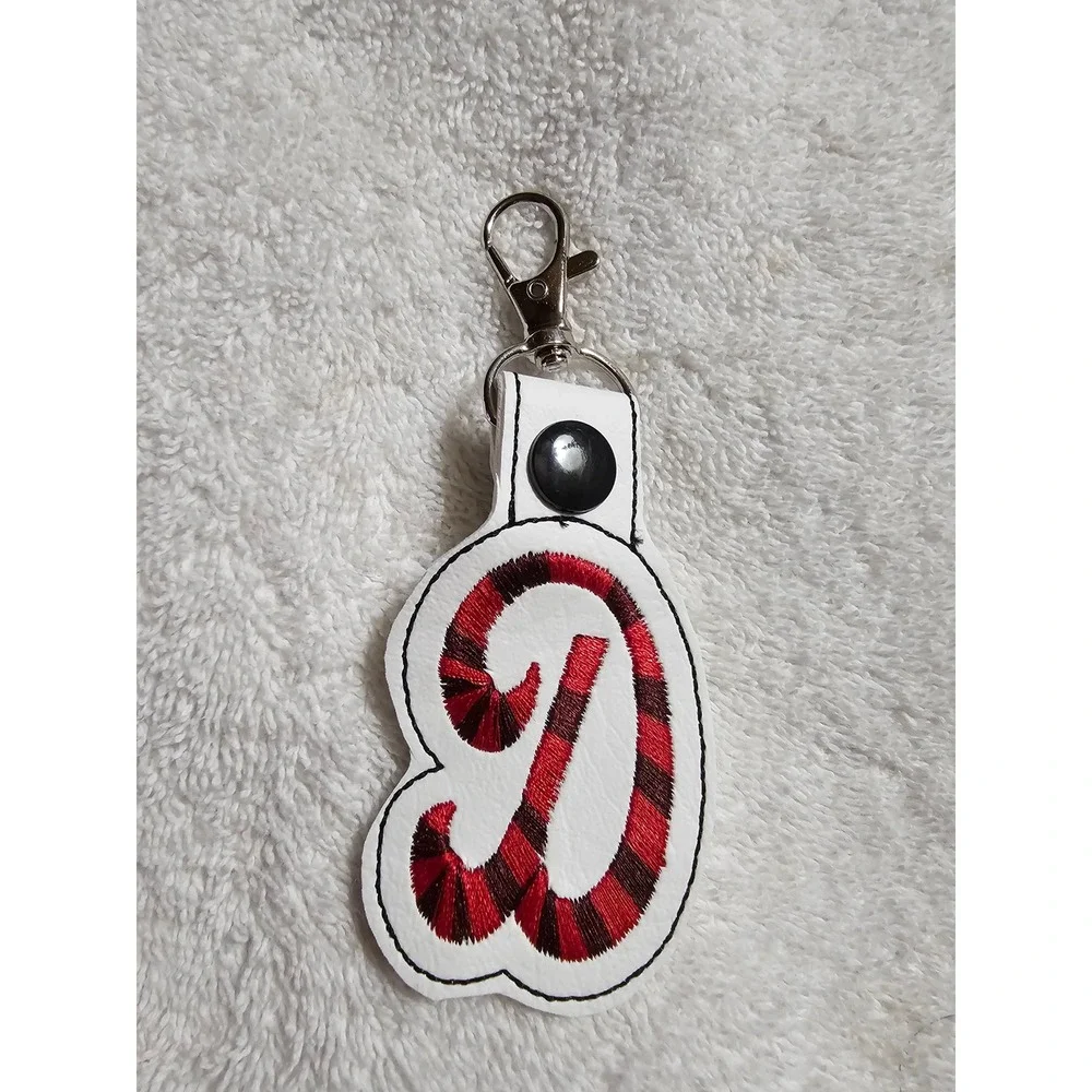 Letter D Keychain Initial Keyring Bag Charm Accessory Red Black White‎
